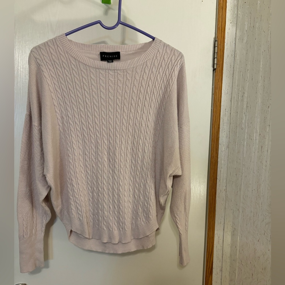 Premise Women's Soft Pink Cable Knit Sweater